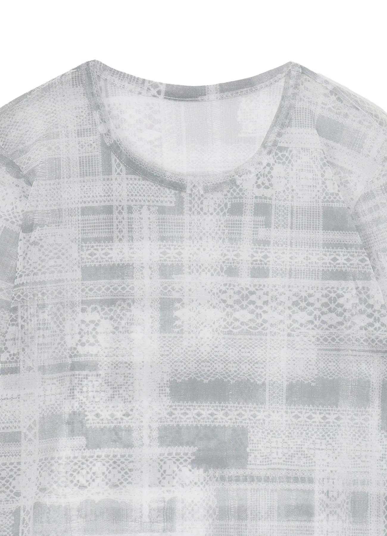 TULLE LACE PRINT HALF SLEEVE T