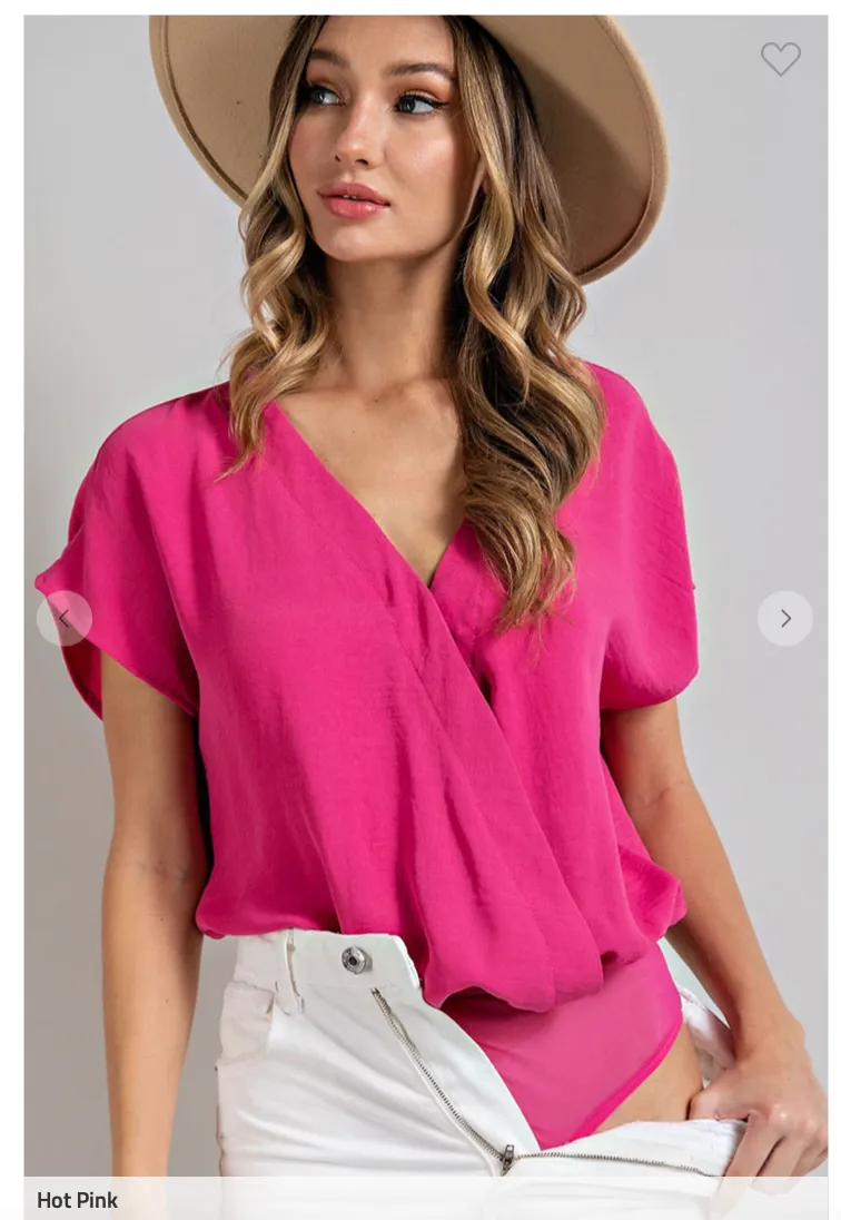 V-Neck Hot Pink Bodysuit - Final Sale
