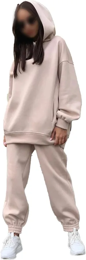 Womens 2 Piece Outfits Sweatsuit Oversized Lounge Sets Sweatshirt Baggy Sweatpants Casual Hoodies with Pockets