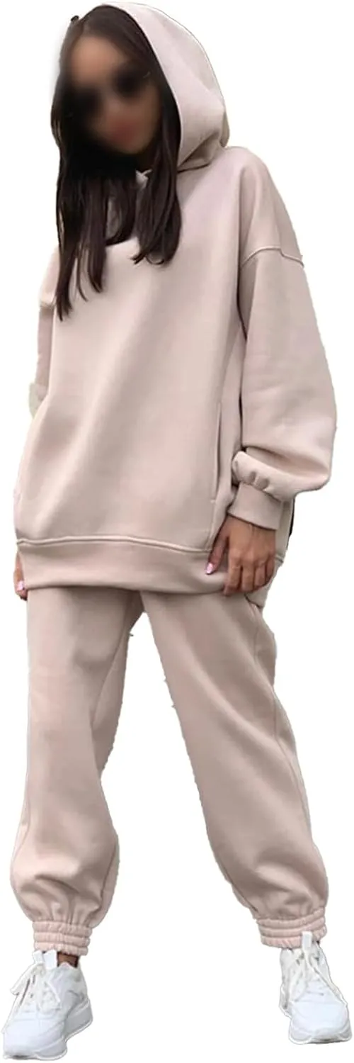 Womens 2 Piece Outfits Sweatsuit Oversized Lounge Sets Sweatshirt Baggy Sweatpants Casual Hoodies with Pockets