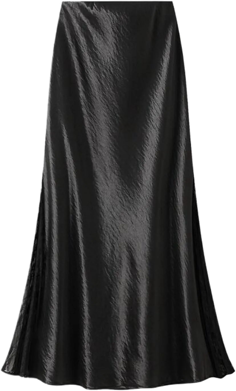 Women's Lace Patchwork Satin Pencil Skirt,French Style High Waist Spring Skirt