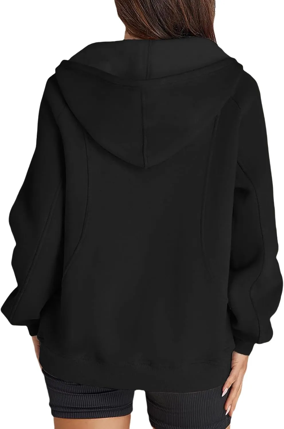 Womens Quarter Zip Sweatshirts Solid Oversized Hoodies Casual Comfy Long Sleeve Pullover Tops Fall Winter Outfits 2024