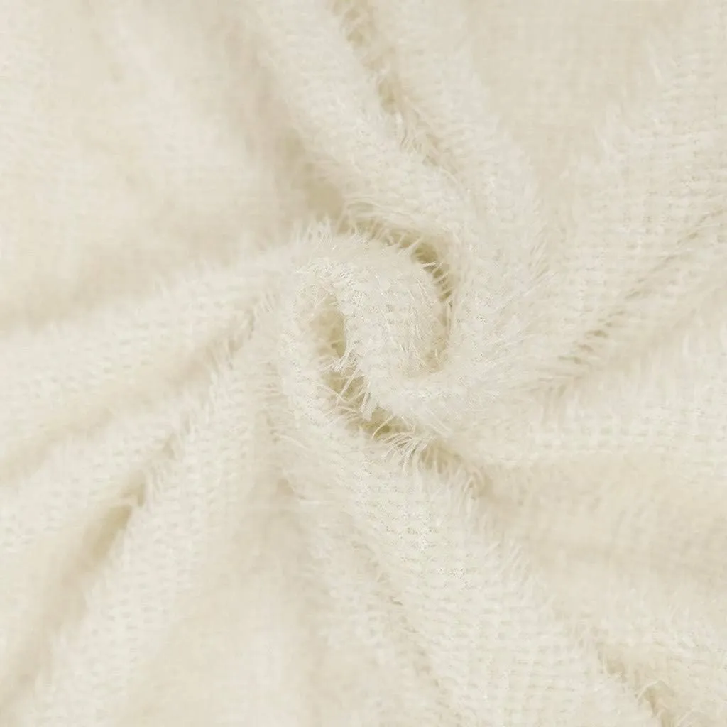 Women's Sweater Dresses Knee Length Cream Dress Trendy Plus Size Long Sleeve Crewneck Pullover