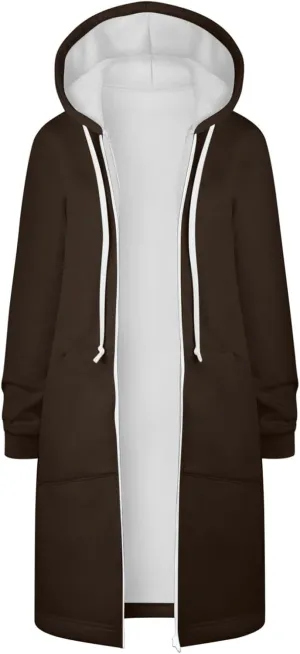 Women's Zip Up Hoodies Oversized Fleece Long Tunic Sweatshirts Casual Long Sleeve 2024 Fall Trendy Jacket Coat