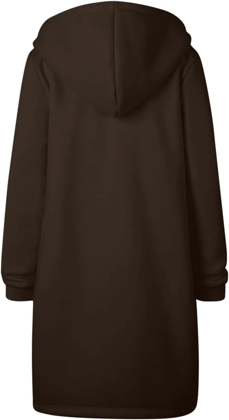 Women's Zip Up Hoodies Oversized Fleece Long Tunic Sweatshirts Casual Long Sleeve 2024 Fall Trendy Jacket Coat