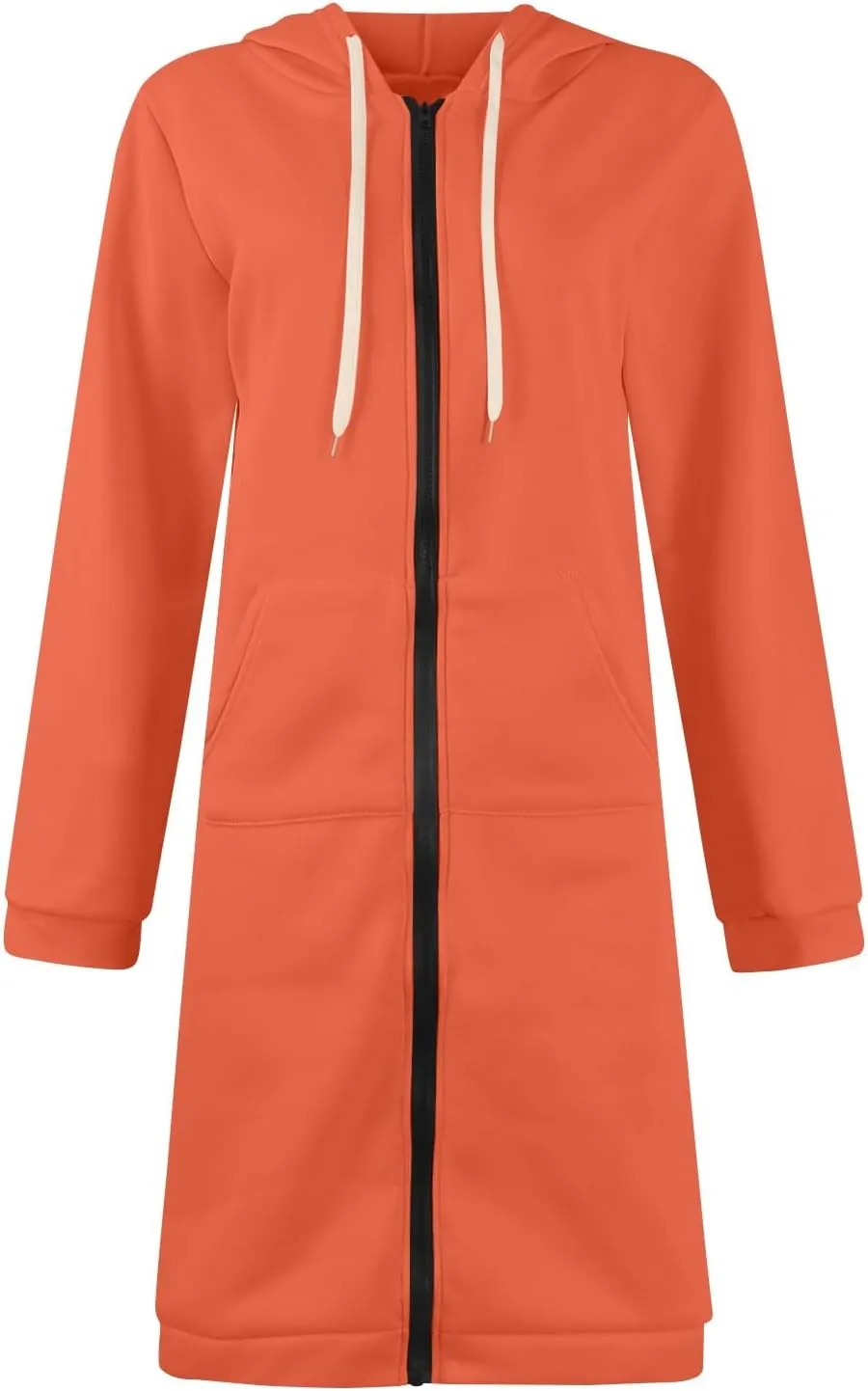 Women's Zip Up Long Hoodies Jacket Long Sleeve Drawstring Hooded Sweatshirt Coat 2024 Fall Winter Pocket Outerwear