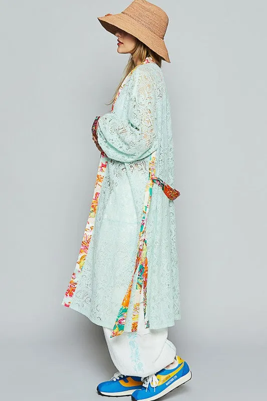 Wrapped In Lace Pale Mint Floral Cardigan