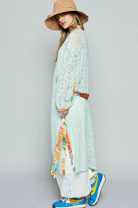 Wrapped In Lace Pale Mint Floral Cardigan