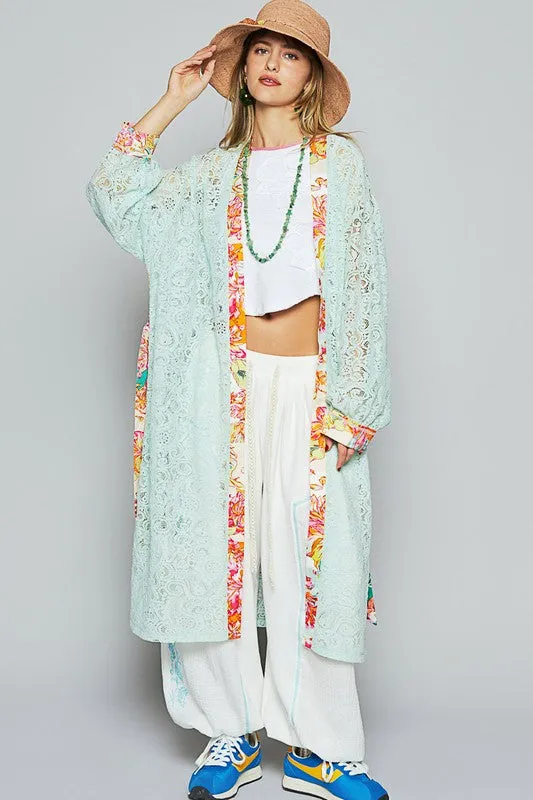 Wrapped In Lace Pale Mint Floral Cardigan