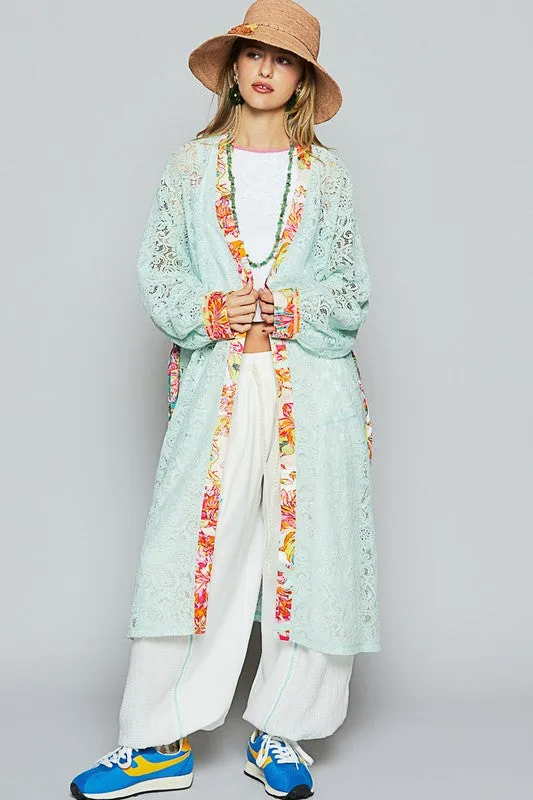 Wrapped In Lace Pale Mint Floral Cardigan
