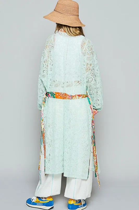 Wrapped In Lace Pale Mint Floral Cardigan
